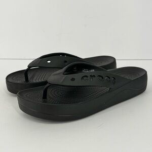 Crocs Black Baya Platform Flip Flop Thong Sandals Women's Size 8 Slip On Shoes